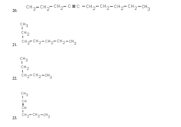 Solved CH3-CH2-CH2-C=C -CH2-CH2-CH2-CH2-CH3 20. CH3 CH2 CH 2 | Chegg.com