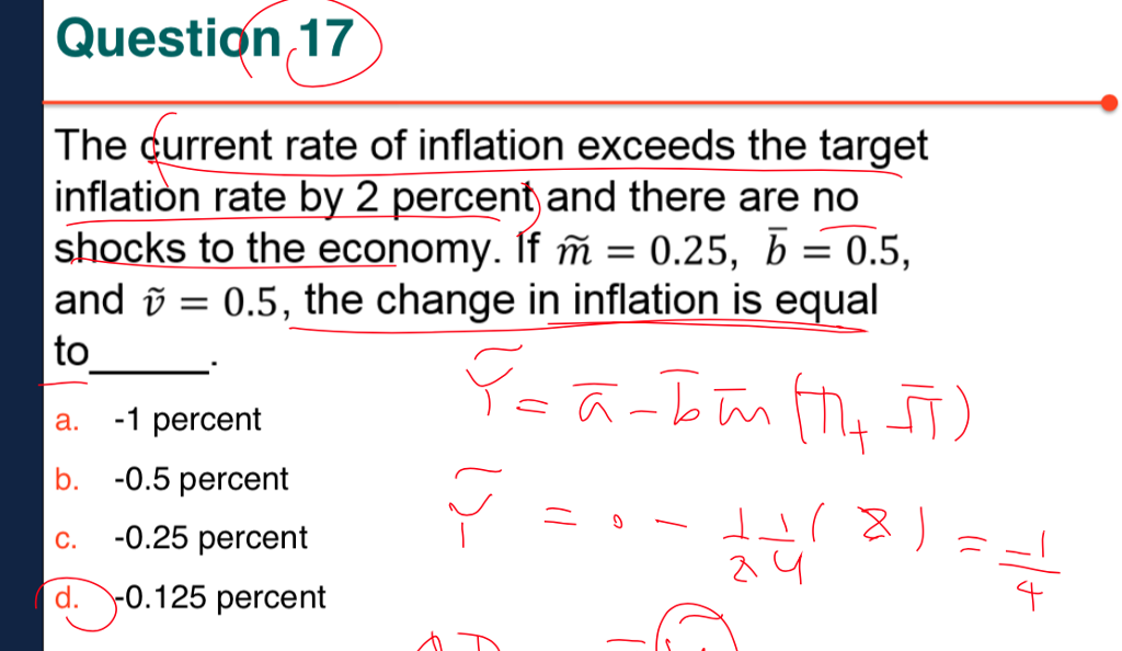 Solved Question 17 The current rate of inflation exceeds the | Chegg.com