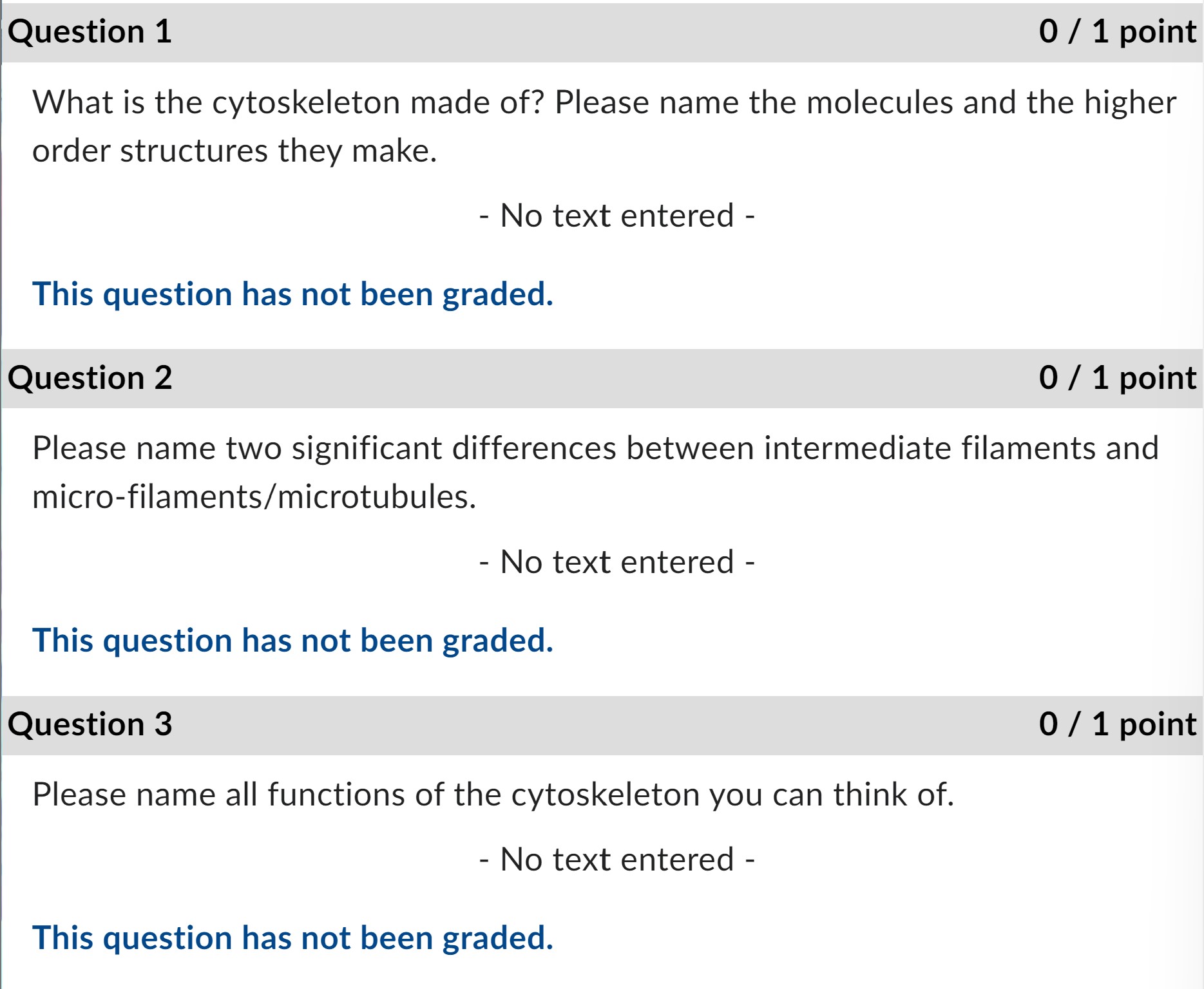 Solved What is the cytoskeleton made of? Please name the | Chegg.com