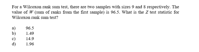 Solved For A Wilcoxon Rank Sum Test There Are Two Sample Chegg Com