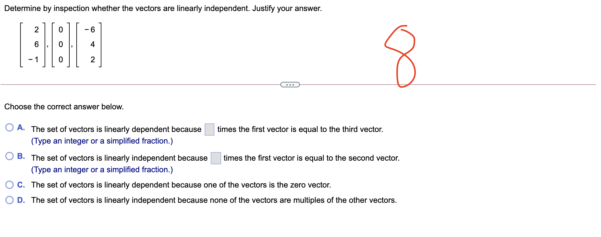Solved Determine by inspection whether the vectors are | Chegg.com