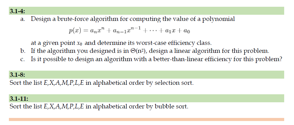 3.1.4 Sorting Algorithms