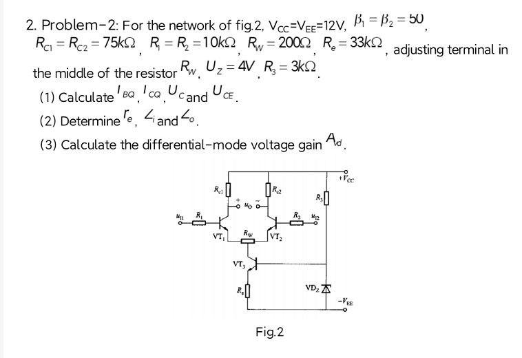 Solved = 2. Problem-2: For The Network Of Fig. 2, | Chegg.com