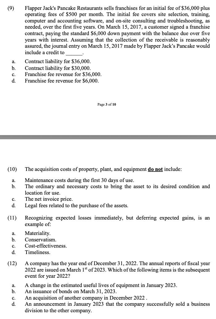 Solved (9) Flapper Jack's Pancake Restaurants sells