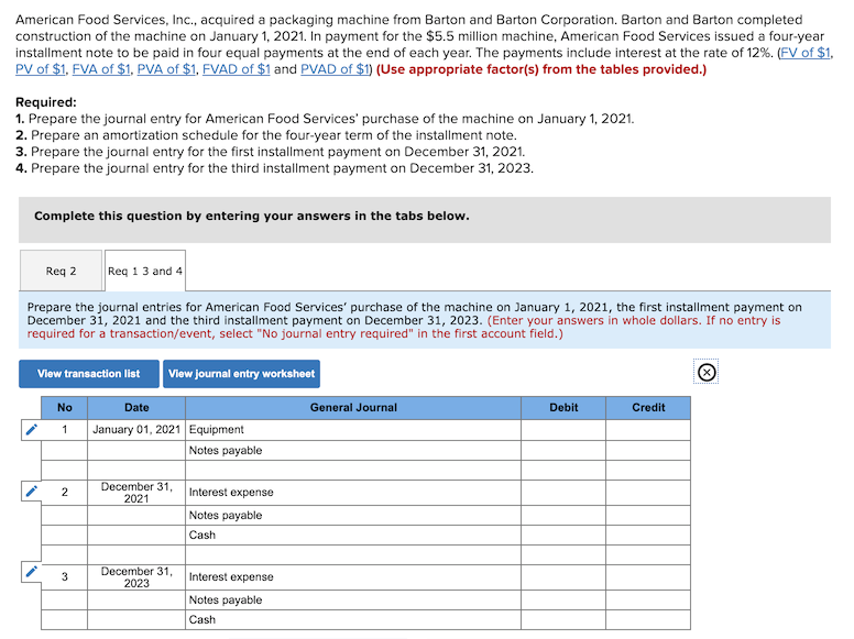 Solved Exercise 14-20 (Algo) Installment note; amortization | Chegg.com