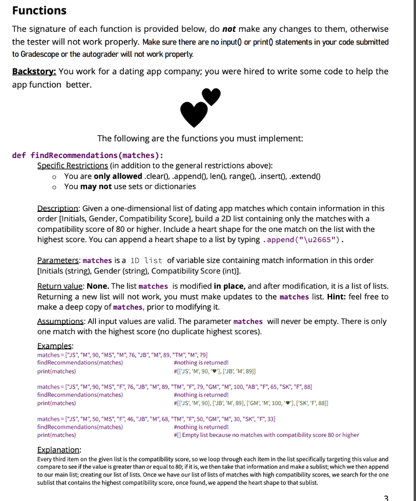 Solved Functions The signature of each function is provided | Chegg.com