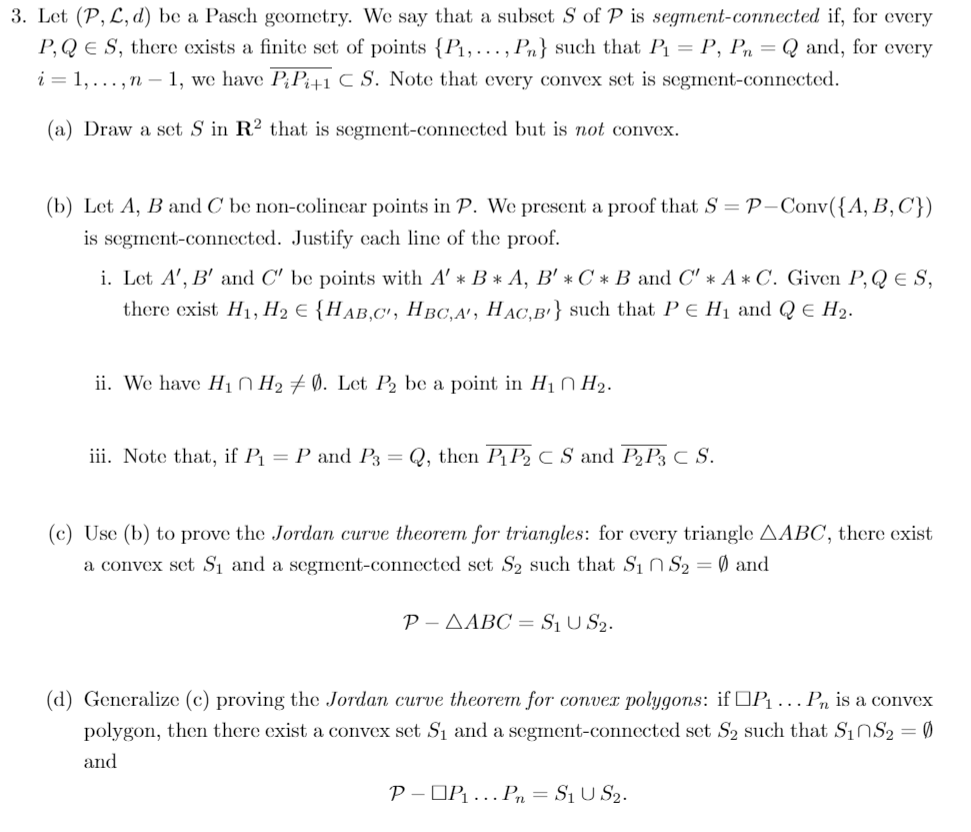 3 Let P L D Be A Pasch Geometry We Say That Chegg Com