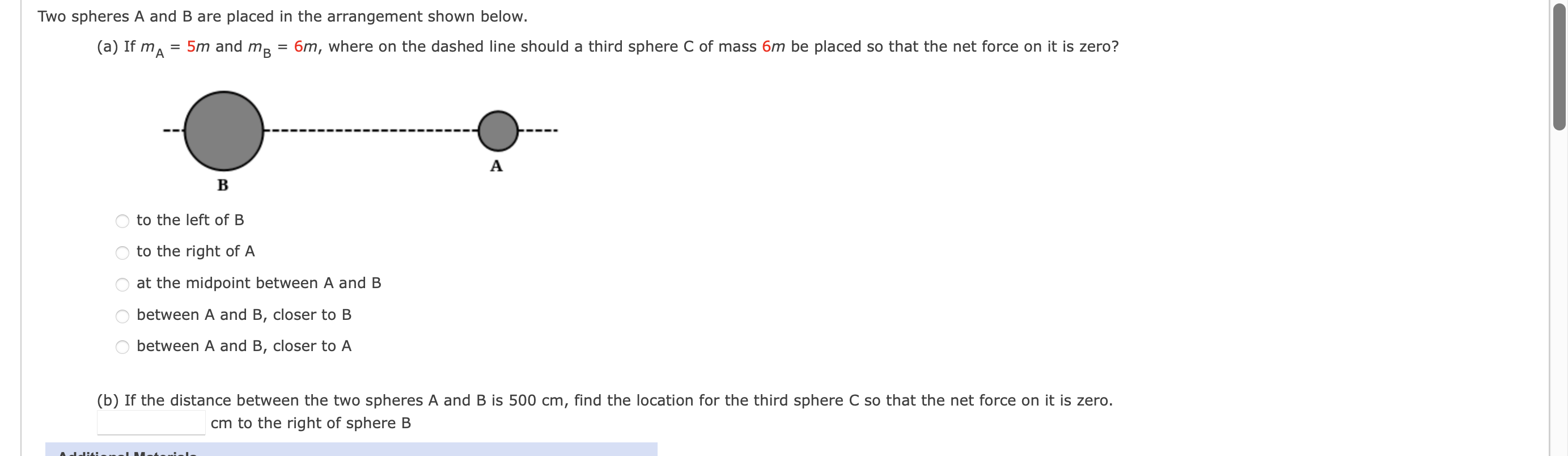 Solved Two Spheres A And B Are Placed In The Arrangement | Chegg.com