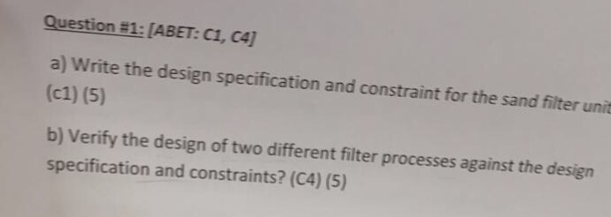 Solved Write the design specification and constraint for the | Chegg.com