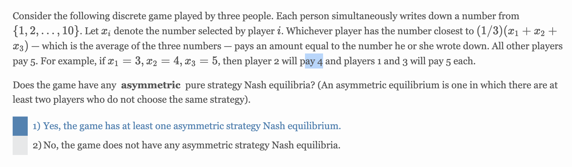 Solved Consider the following discrete game played by three | Chegg.com