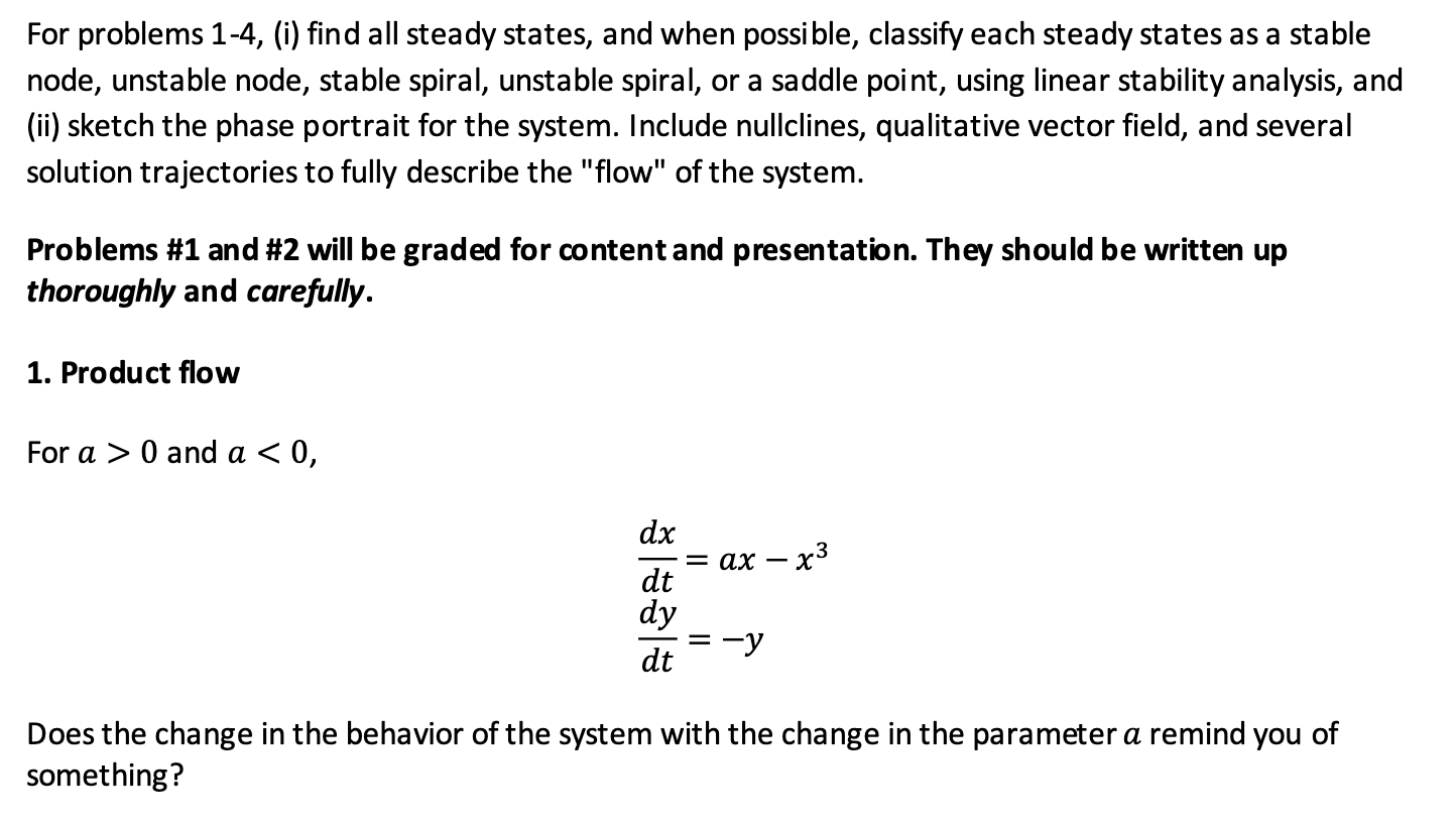 Solved For problems 1-4, (i) find all steady states, and | Chegg.com
