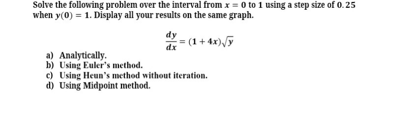 Solved Solve the following problem over the interval from x | Chegg.com