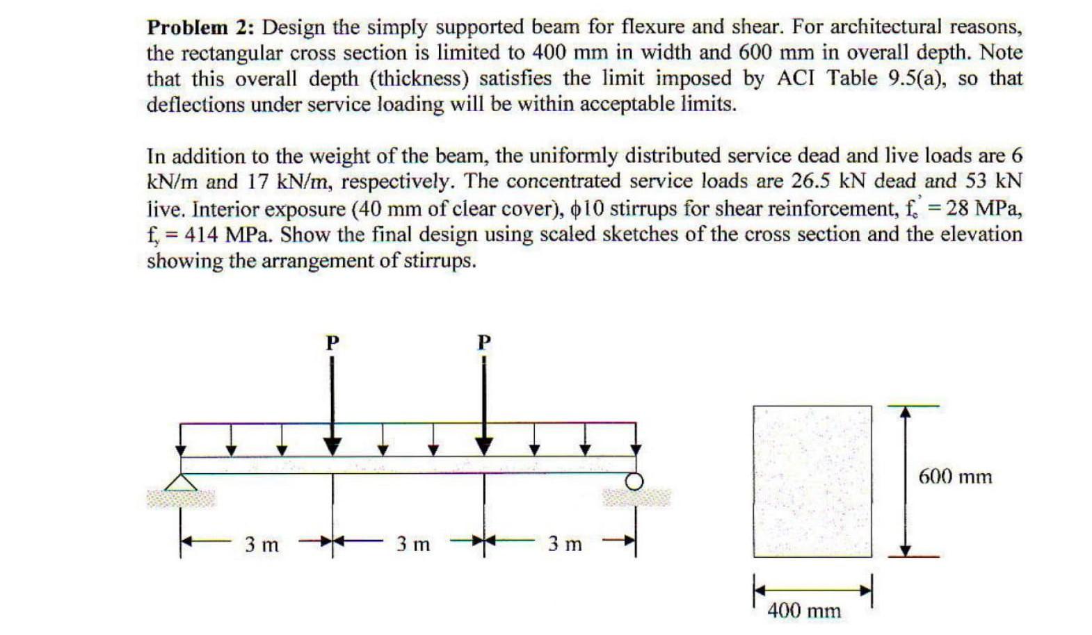 Solved Problem 1: Design the shear reinforcement for the | Chegg.com