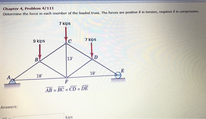 Solved Chapter 4, Problem 4/111 Determine the force in each | Chegg.com