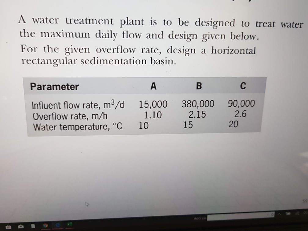Solved design a horizontal rectangular sedimentation basin