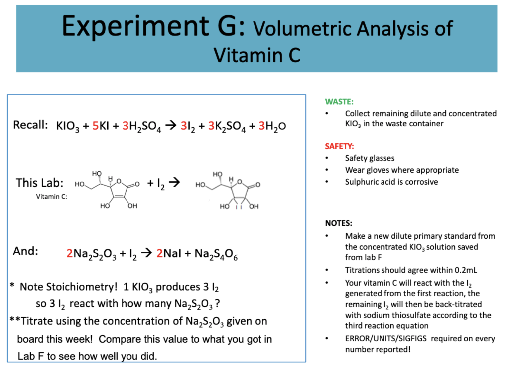 Solved Volumetric Analysis of Vitamin C Calculate 1. Number