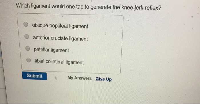 Solved Which ligament would one tap to generate the | Chegg.com