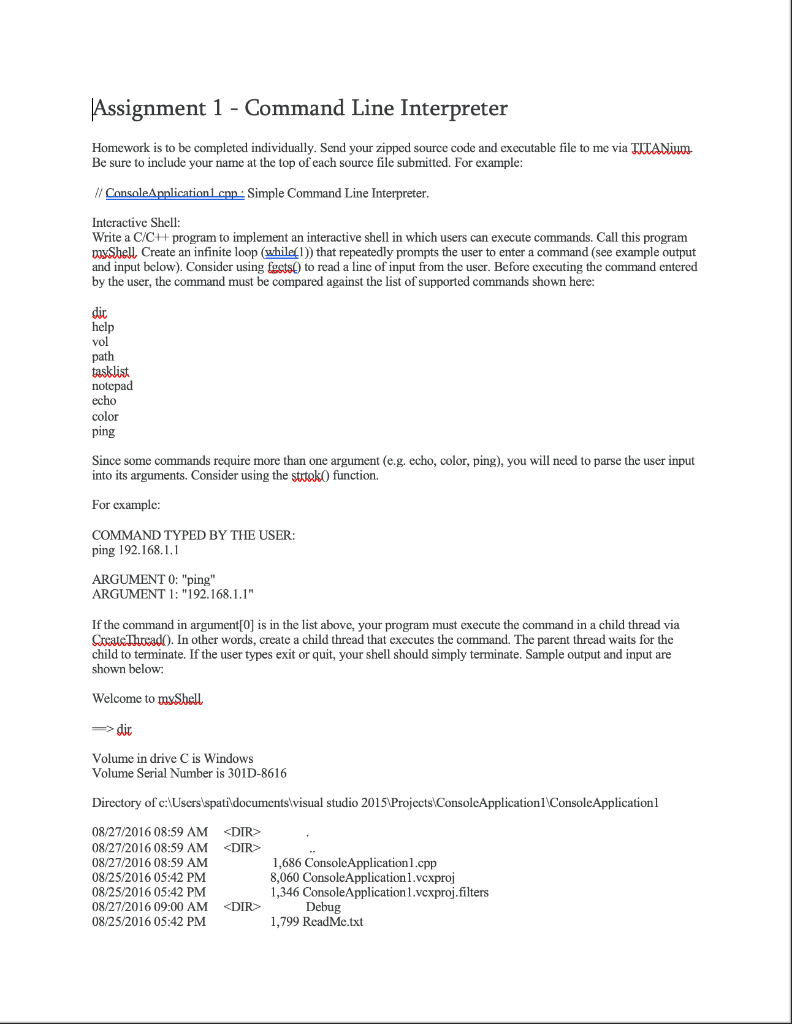 Solved Assignment 1 - Command Line Interpreter Homework is | Chegg.com