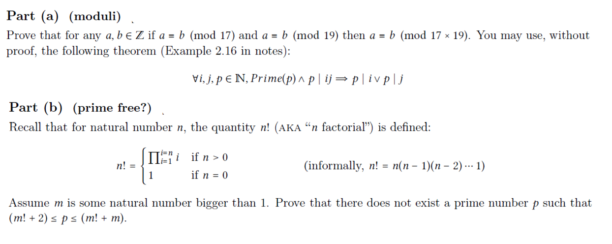 Solved Part (a) (moduli). Prove that for any a,b∈Z if | Chegg.com