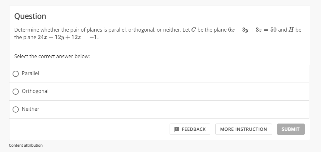 Solved Question Determine whether the pair of planes is | Chegg.com