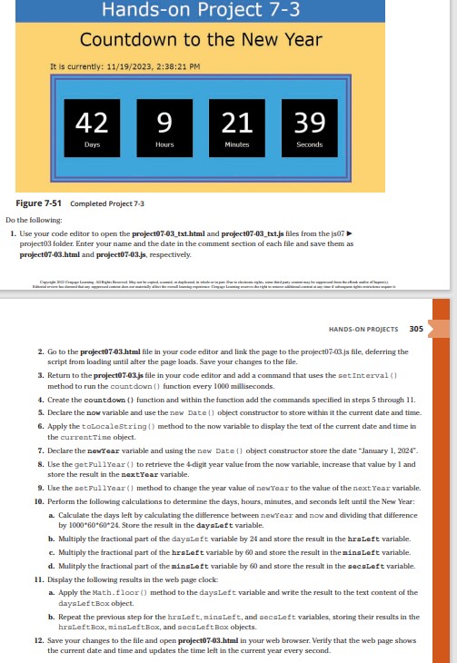 Solved Hands-On Project 7-3 Countdown To The New Year It Is | Chegg.Com