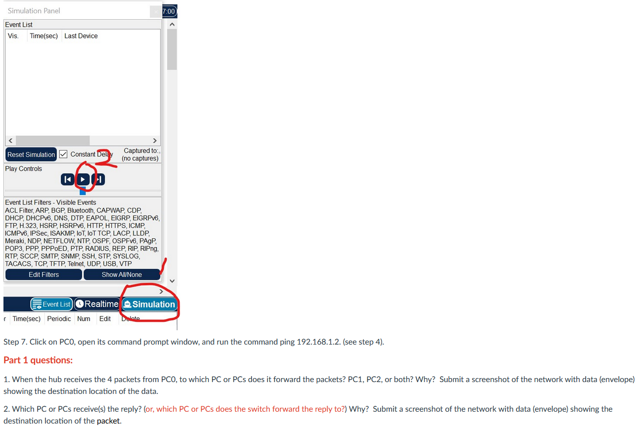 Part 1 step 1. Create the following network in CPT A | Chegg.com
