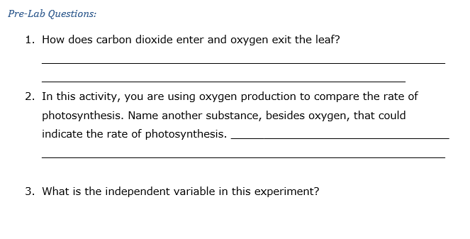 Solved Pre-Lab Questions: 1. How Does Carbon Dioxide Enter | Chegg.com