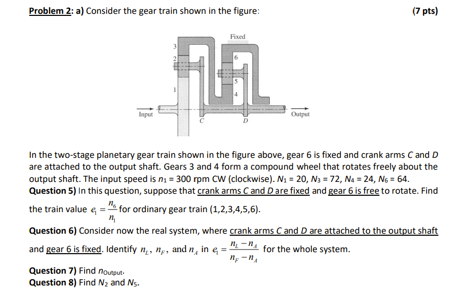 Solved Problem 2: a) Consider the gear train shown in the | Chegg.com