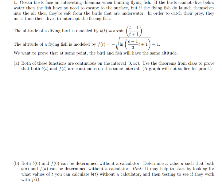 Solved C) Prove That At Some Point, The Bird And Fish Will | Chegg.com