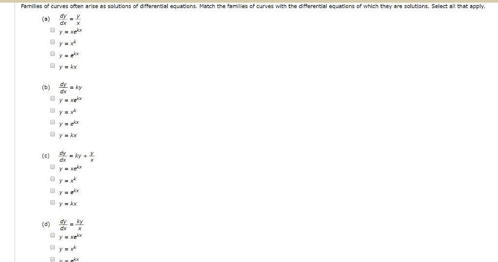 Solved Families of curves often arise as solutions of | Chegg.com