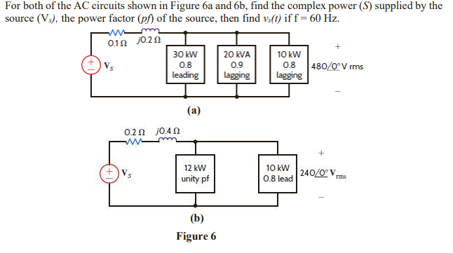 Solved For both of the AC circuits shown in Figure 6a and | Chegg.com