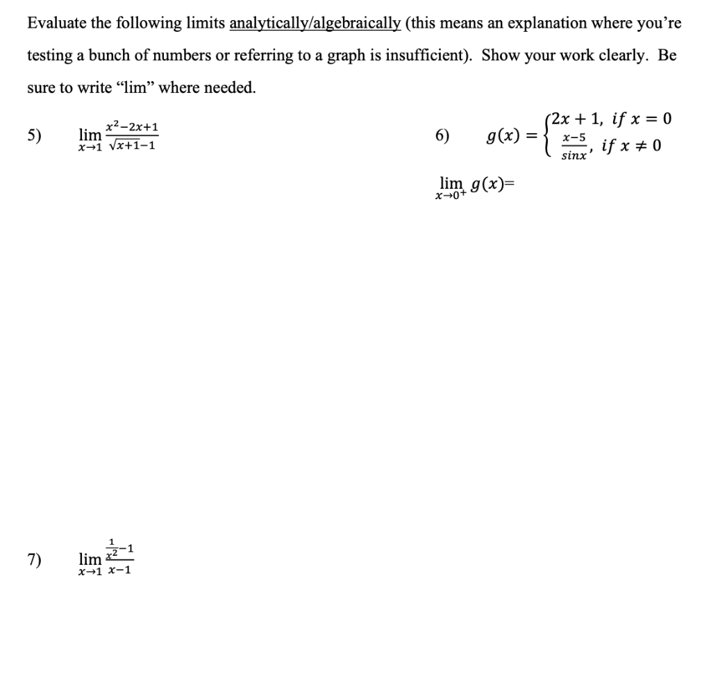 Solved Evaluate the following limits | Chegg.com