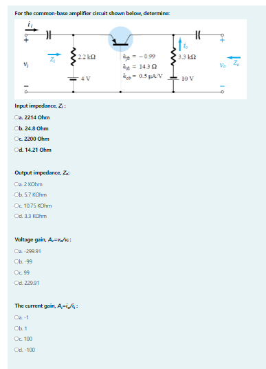 Solved For the common-base amplifier circuit shown below, | Chegg.com