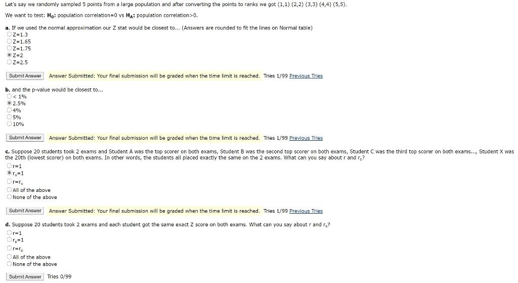 Solved Let's say we randomly sampled 5 points from a large | Chegg.com ...