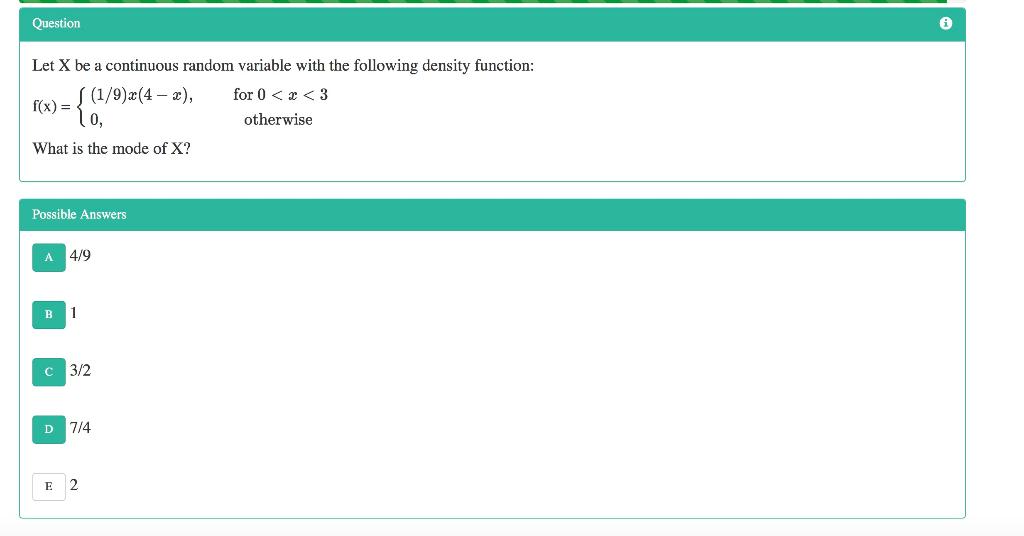 Solved Question Let X be a continuous random variable with | Chegg.com