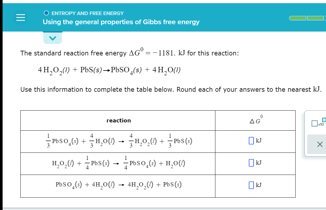 Solved O ENTROPY AND FREE ENERGY Using the general | Chegg.com