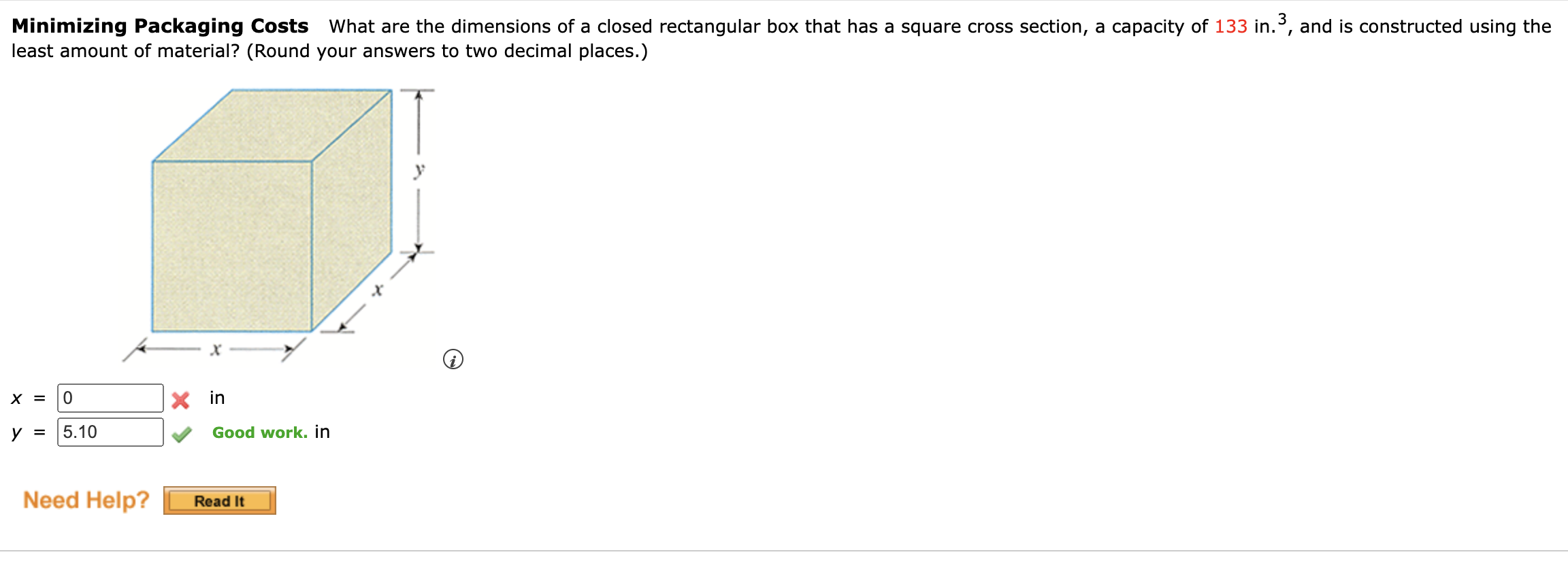 Solved Minimizing Packaging Costs What are the dimensions of | Chegg.com
