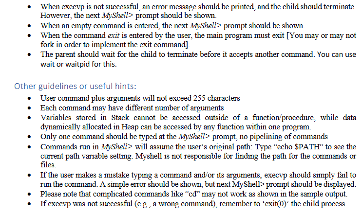 Solved The file MyShell.c is already given to you. The file | Chegg.com