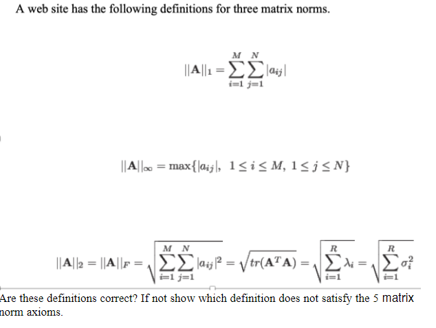 Solved A web site has the following definitions for three | Chegg.com