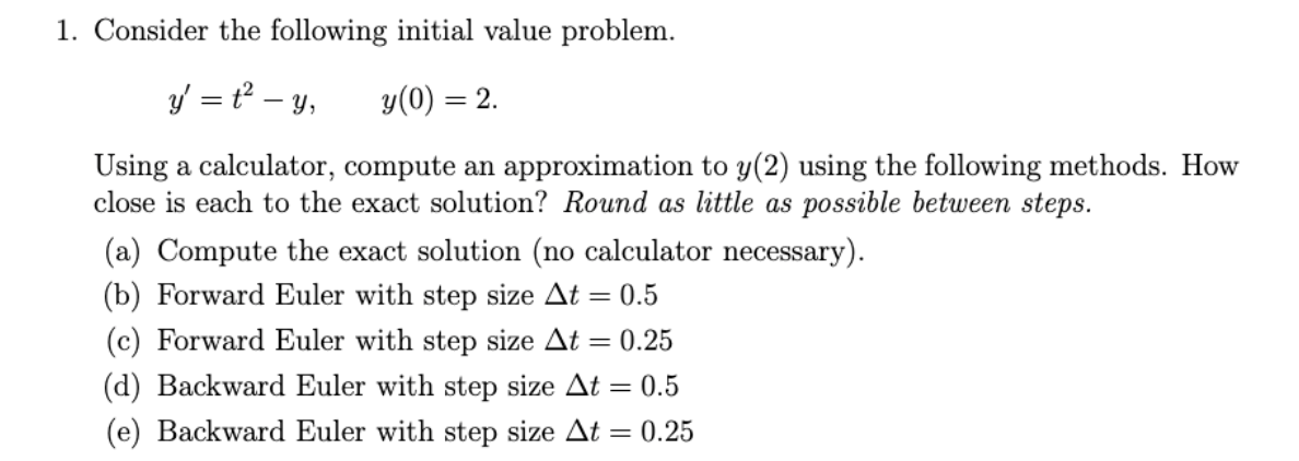 Solved 1. Consider The Following Initial Value Problem. | Chegg.com