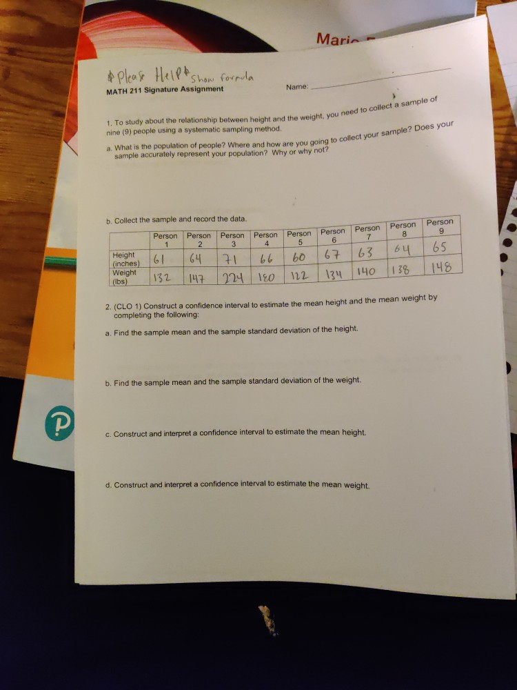 Solved marie please help show formula math 211 signature chegg