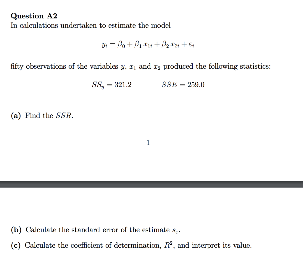 Solved Question A2 In Calculations Undertaken To Estimate | Chegg.com