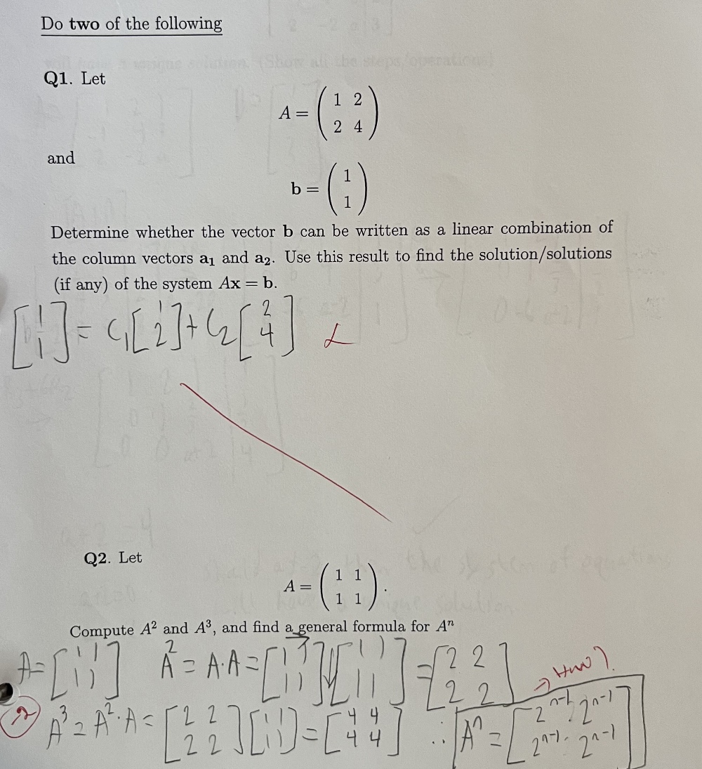 Solved Do Two Of The Following Q1. Let A=(1224) And B=(11) | Chegg.com