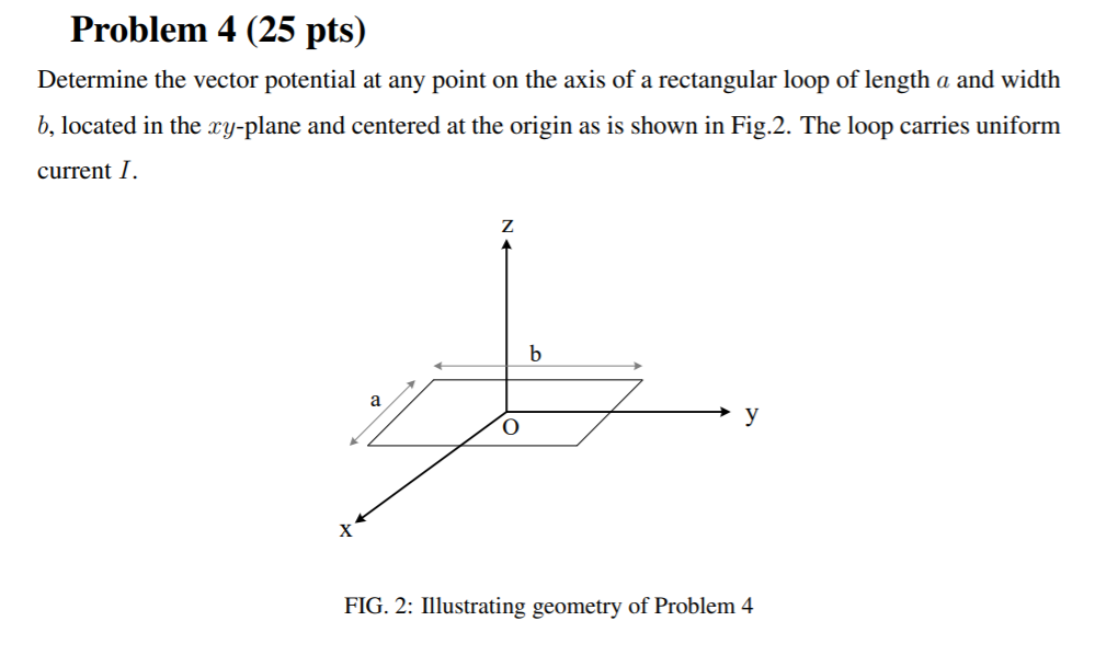 Solved Problem 4 (25 Pts) Determine The Vector Potential At | Chegg.com