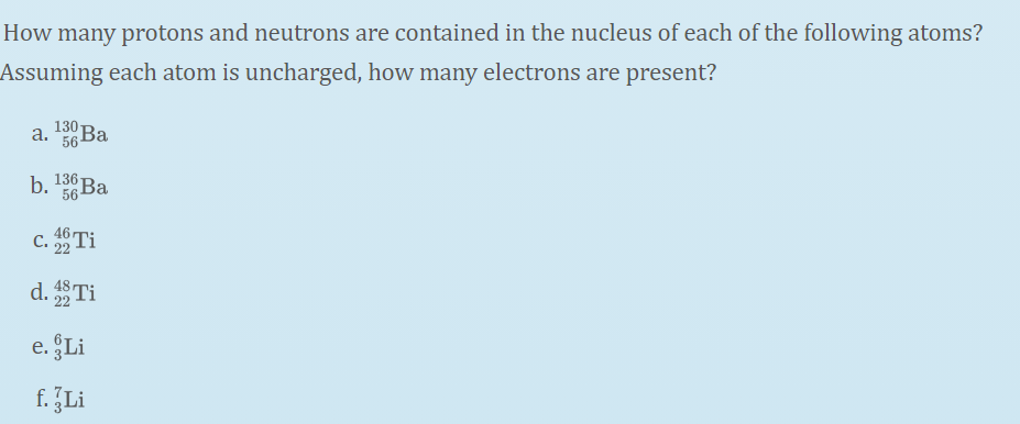 Solved How many protons and neutrons are contained in the | Chegg.com