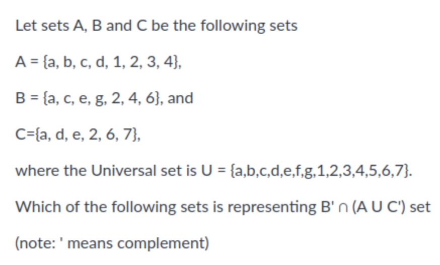 Solved Solve The Following 1) {a,b,d,f,g,2,3} 2) | Chegg.com