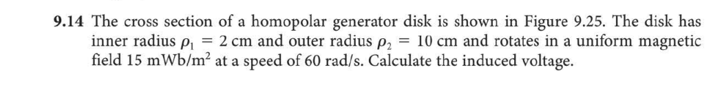 Solved .14 The cross section of a homopolar generator disk | Chegg.com