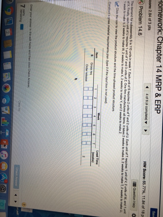 Solved Homework: Chapter 14 MRP &ERP Core: 2.84 Of 3 Pts | Chegg.com