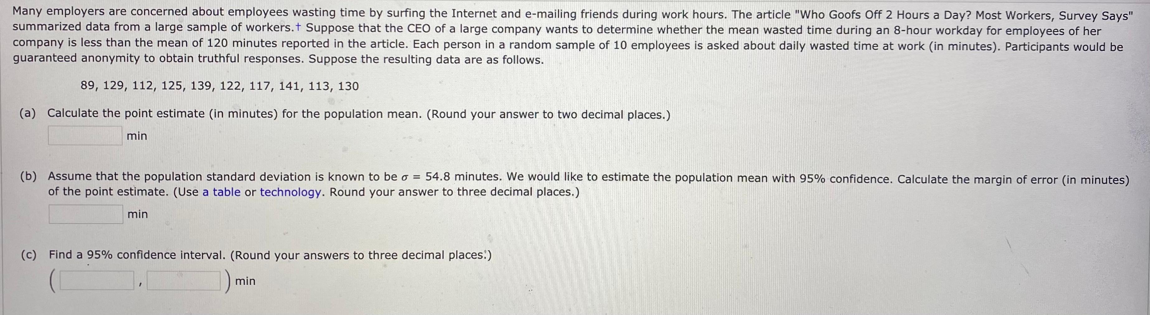 Solved Many employers are concerned about employees wasting | Chegg.com