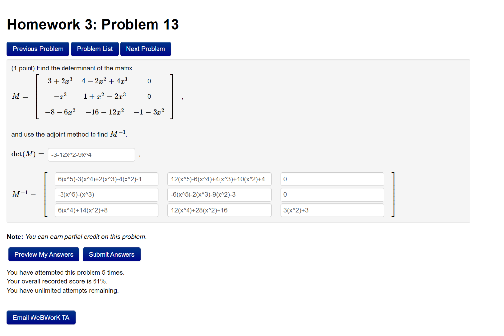 Solved Homework 3: Problem 13 Previous Problem Problem List | Chegg.com